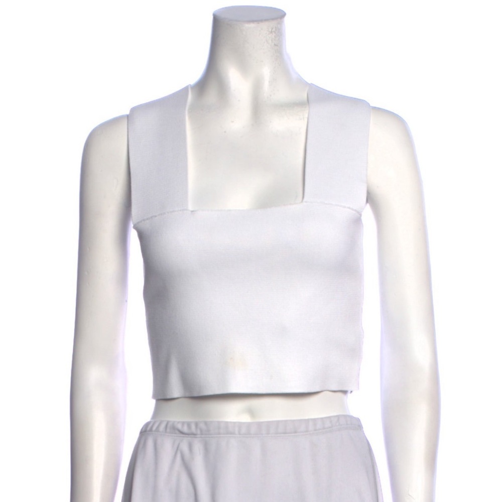 A.L.C. White Square Neck Crop Top